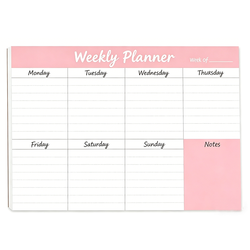 MW-510 Weekly Planner Pad Pink To Do List Notepad for Work & Home