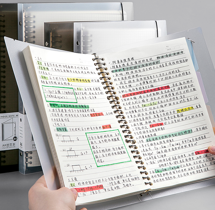 MW-611 Wholesale Loose Leaf Notebook Transparent PP Cover School Office Journal