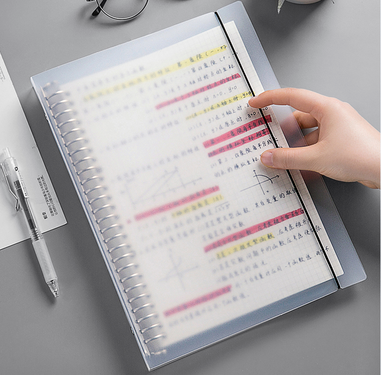 MW-611 Wholesale Loose Leaf Notebook Transparent PP Cover School Office Journal