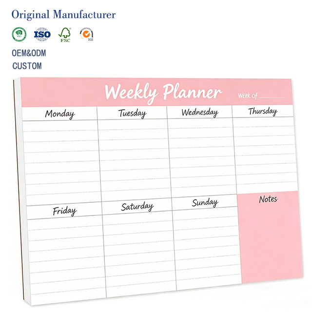 MW-510 Weekly Planner Pad Pink To Do List Notepad for Work & Home