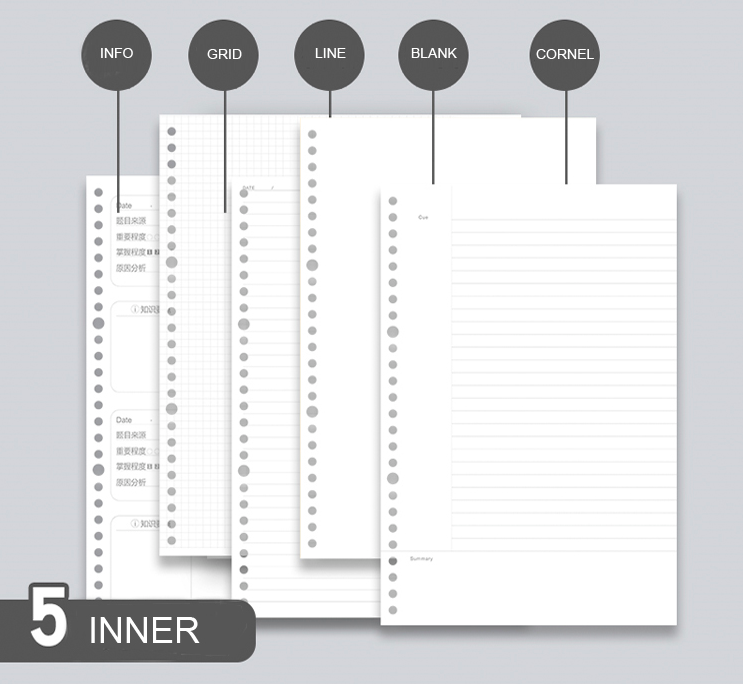 MW-611 Wholesale Loose Leaf Notebook Transparent PP Cover School Office Journal